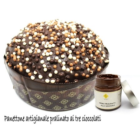 Panettone Artigianale Pralinatto ai Tre Cioccolati (con vasetto)