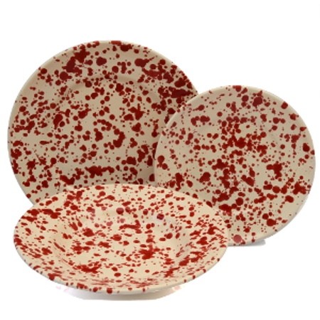 Set da Tavola in Terracotta, Screziato Rosso 18 pz