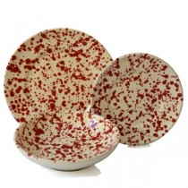 Set da Tavola in Terracotta, Ciotola Screziato Rosso 18 pz